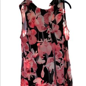 IRIS FLOWERED  PINK Grey  WHITE & BLACK SIZE XL By WORTHINGTON SLEEVELESS